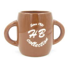 two handle ceramic coffee mug